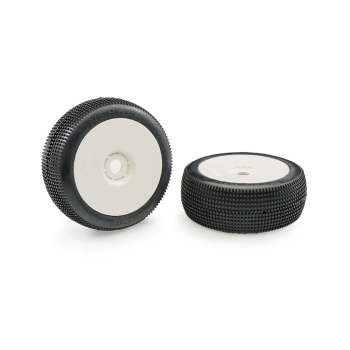 Matrix Nebula Ultra Soft 1:8 Buggy Tires Pre-glued (White Wheels | 2pcs)